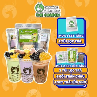 Set Trà Sữa Tự Pha Trân Châu Đường Đen THE GARDEN, Nguyên Liệu Làm Trà Sữa Phúc Long, Matcha 10 vị 30 Ly