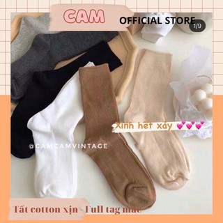 Tất cổ cao nam nữ  tone màu nâu camel be🌸 len gân mịn vớ vintage  , set tất quà tặng noel ngày lễ