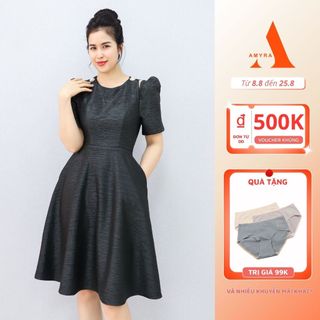 Đầm Công Sở Dự tiệc Sang Trọng Bigsize AMYRA,Thiết Kế Dáng Xòe Cổ Tròn Xẻ Vai Trẻ Trung Cao Cấp Đi Làm Đi Tiệc Tết DA170