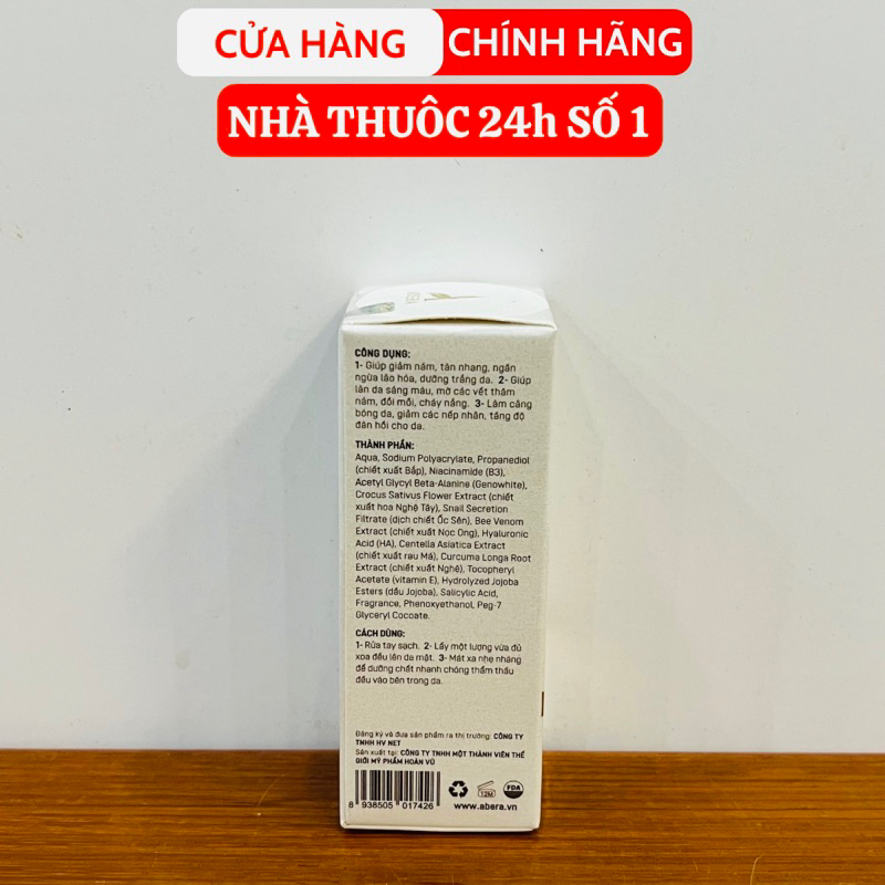 3 Hộp Serum Nám Da Abera - Đánh Tan Nám Sạm, Tàn Nhang, Đồi Mồi Lâu Năm