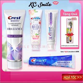 Kem đánh răng Crest 3D White Brilliance USA 99g, Advanced 147g - Làm trắng răng và hơi thở thơm mát