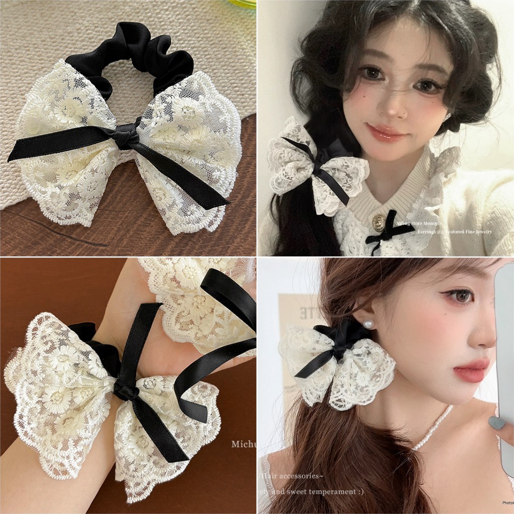 Buộc Tóc Srunchies Nơ Ren Tiểu Thư