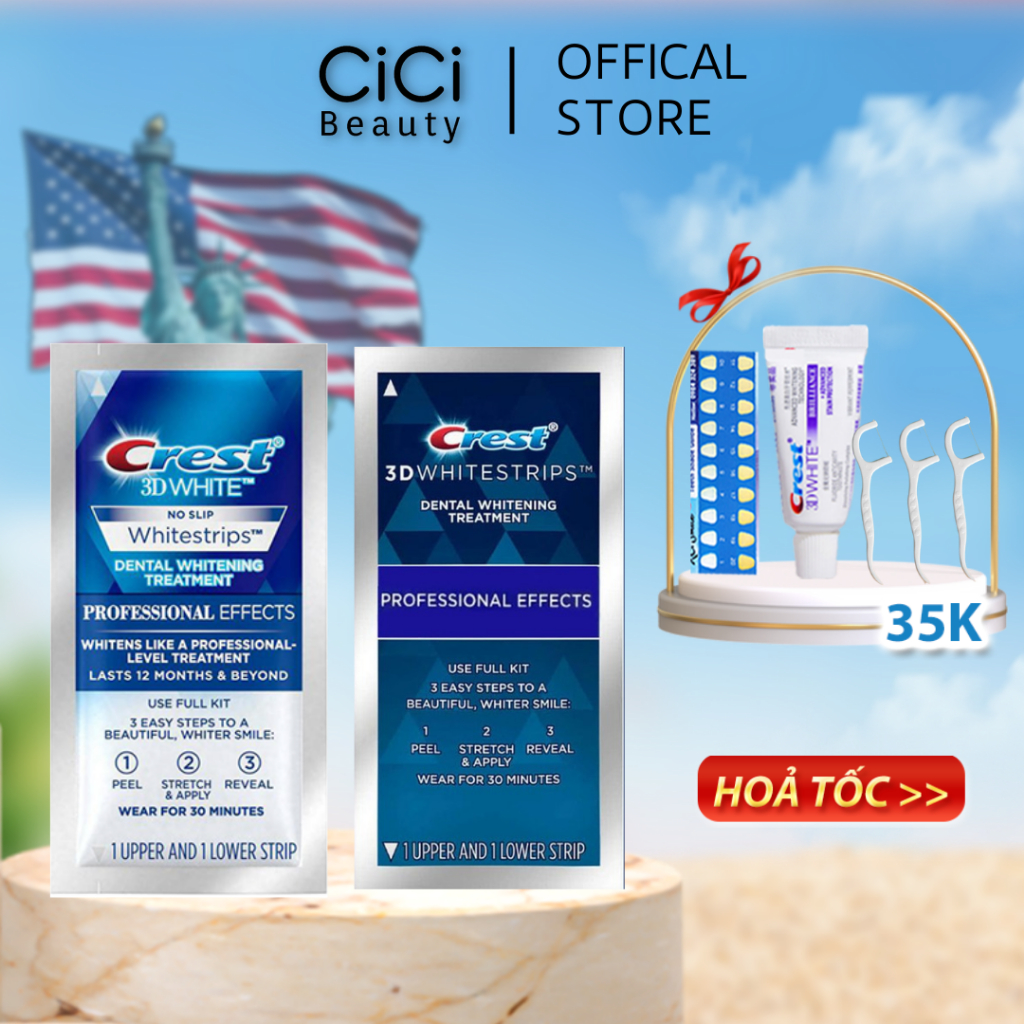 Miếng dán trắng răng Crest Professional CHÍNH HÃNG MỸ - Miếng dán Crest giúp hàm răng trắng sáng cao