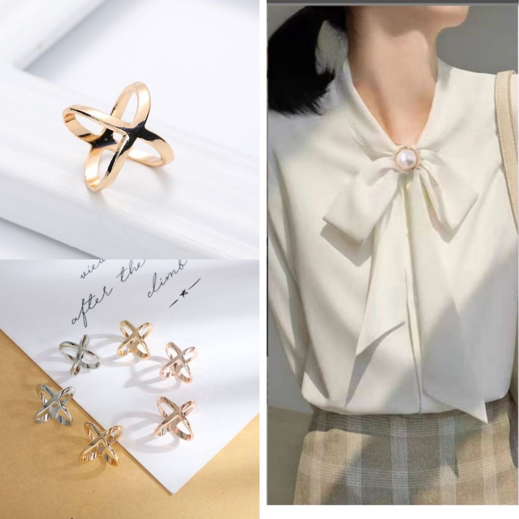 Khuy cài áo tạo nơ khăn lụa- nút khoen thắt khăn làm nơ tạo kiểu đa năng- Chữ X