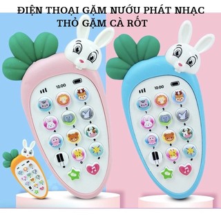 [Tặng kèm 3 Pin AAA] Đồ chơi điện thoại gặm nướu phát nhạc thỏ cà rốt cho bé