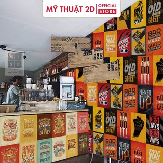 Decal gạch bông mẫu tranh động lực decor tiệm quán, quầy bar, homestay - kt 120x60cm/set