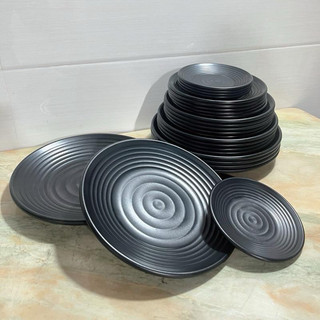 Đĩa tròn gân nhám , bộ bát đĩa nhựa phíp melamine nhiều size 15,18,20,23,25,28,30cm việt nhật
