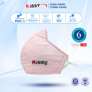 Khẩu Trang Vải Kissy 3D Người Lớn Màu Hồng Vải Cotton Sợi Hoạt Tính Kháng Khuẩn Ngăn UV Chống Bụi Mịn PM 2.5