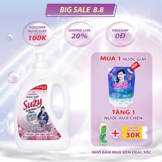 Nước giặt xả Suzy Anh Đào Plus 2,4kg 5 trong 1 Nhật Bản, thành phần hữu cơ, an toàn cho e bé.