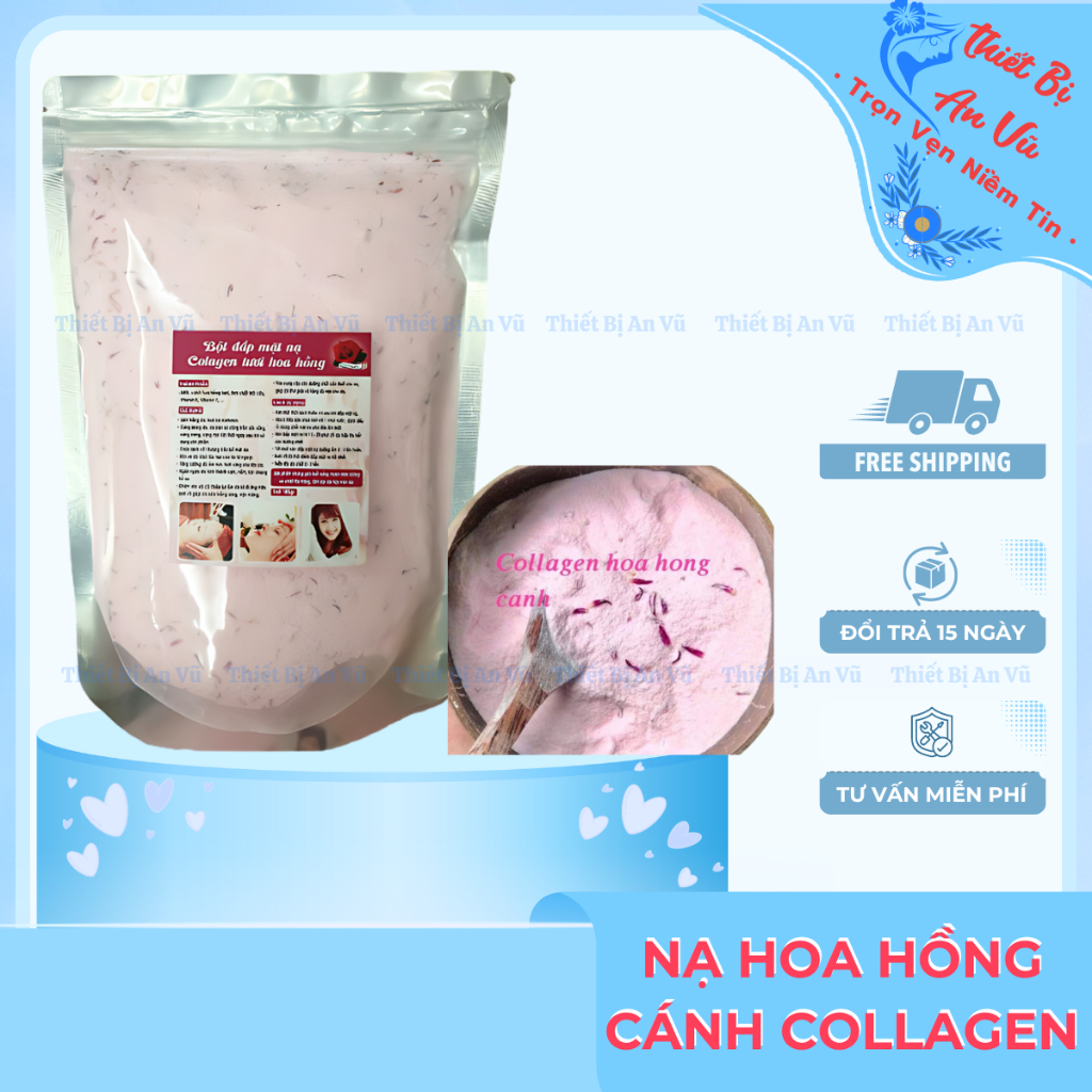 Bột Mặt Nạ Noa Hồng Cánh Mặt Nạ Noa Hồng Cánh Colagen Cao Cấp Gói 1000g