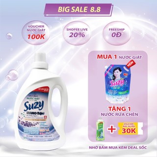 Nước giặt xả Suzy 2,4kg Nhật Bản công nghệ Nano Bạc, hương Lavender, thành phần hữu cơ, giặt được cho bé.