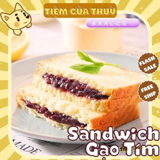 Bánh mì sandwich nhân gạo tím, bánh sandwich gạo tím ăn sáng ăn liền gạo đen / bánh mì nướng