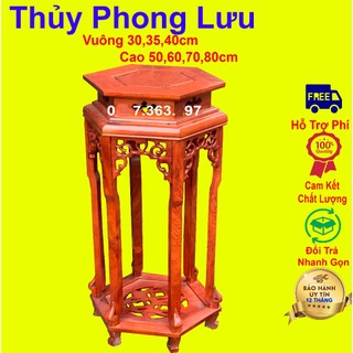 Đôn đế lục giác chiện kê phòng khách bày đồ gỗ hương cao 50,60,70,80cm