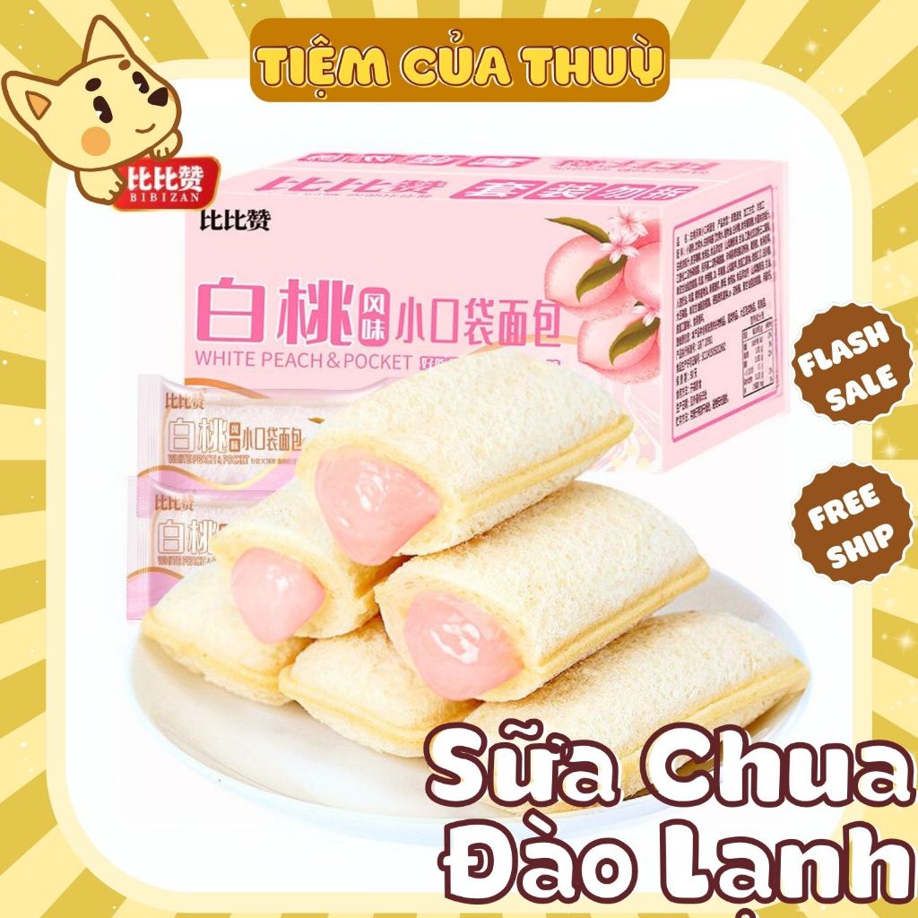 Bánh Sữa Chua Kem Đào Đài Loan Phiên Bản Mới, Bánh Mì Sữa Chua Đài Loan Kem Đào Lạnh,