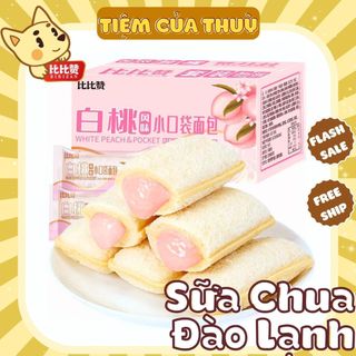 Bánh sữa chua kem đào đài loan phiên bản mới, bánh mì sữa chua đài loan kem đào lạnh,