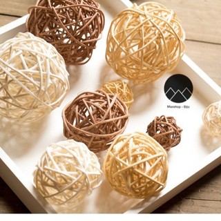 Quả cầu mây phụ kiện chụp ảnh noel và decor trang trí giáng sinh, trang trí nhà handmade