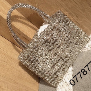 Túi xách đính hạt kim sa pha lê qc lấp lánh sang chảnh phong cách basic cổ điển dành cho nữ đính đá bling bling