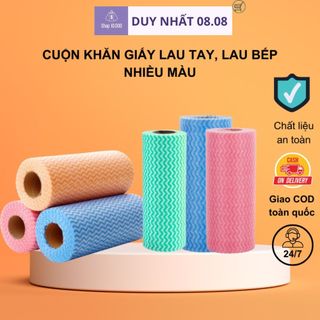 Cuộn giấy lau đa năng khăn lau bếp vải không dệt 50 khăn có thể giặt được và tái sử dụng