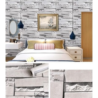 [Hàng Đẹp] Giấy dán tường Gạch xám 3d dài 10m, rộng 45cm có sẵn keo
