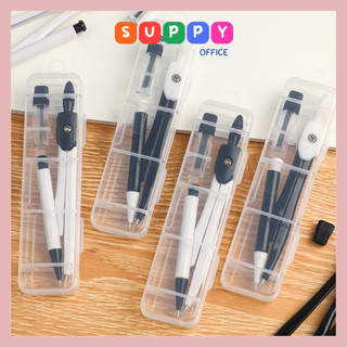 Compa học sinh cute vẽ kỹ thuật, bộ compa TẶNG KÈM ngòi chì Suppy