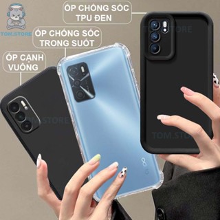 Ốp lưng Oppo A16 / A16S / A55S 5G chống sốc đen,chống trơn trượt,TPU viền vuông,chống sốc trong suốt silicon