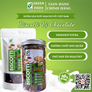 Bánh Biscotti nguyên cám vị Chocolate GreenFood, bánh ăn kiêng giảm cân, eatclean dành cho người béo, tiểu đường