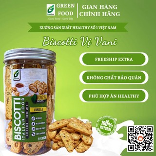 Bánh Biscotti ăn kiêng vị Vani GreenFood, bánh nguyên cám dành cho người ăn kiêng giảm cân, tiểu đường, eatclean