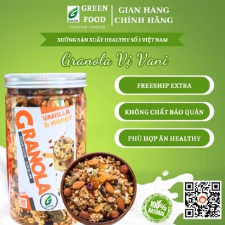 Granola ăn kiêng vị Vani GreenFood, ngũ cốc ăn kiêng giảm cân không đường dành cho người tiểu đường, keto/das, eatclean