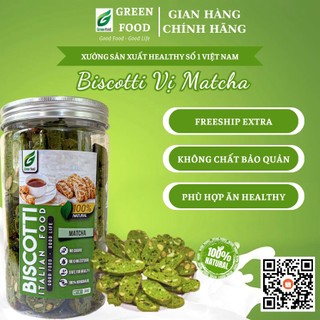 Bánh Biscotti 100% nguyên cám vị Matcha GreenFood, bánh ăn kiêng giảm cân, eatclean dành cho người béo, tiểu đường