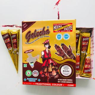 HENNA GOLECHA MÀU NÂU ĐỎ - MỰC VẼ (MỰC XĂM) An toàn (Tặng khuôn vẽ ngẫu nhiên)