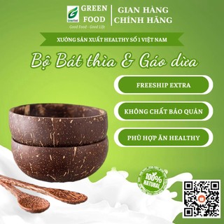 COMBO Chén/Bát Gáo dừa kèm Muỗng gỗ dừa siêu tiện lợi