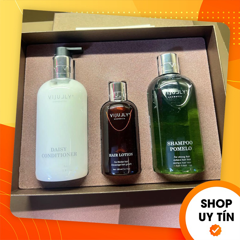 Combo Dầu Gội Bưởi Vijully dưỡng tóc - kích mọc tóc (Dầu gội + Dầu xả + Xịt tinh dầu bưởi Vi Jully Cosmetic)