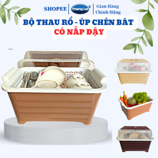 Rổ úp chén bát có nắp đậy, kệ chén bát có khay hứng nước, úp bình sữa có nắp cho bé nhựa thắng lợi