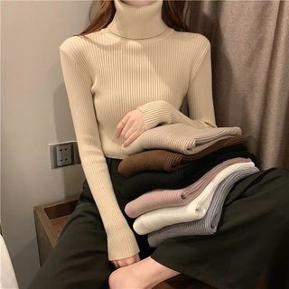 Áo len nữ cổ lọ lông cừu Hàng Quảng Châu cao cấp, áo len cổ cao