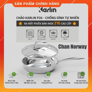 Chảo inox karlin p26 - inox 316 - đáy 5 lớp - size 26cm - thương hiệu đức 🇩🇪