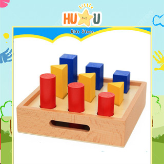 Bộ cảm giác hình trụ gỗ giáo cụ Montessori kindergarten đồ chơi gỗ