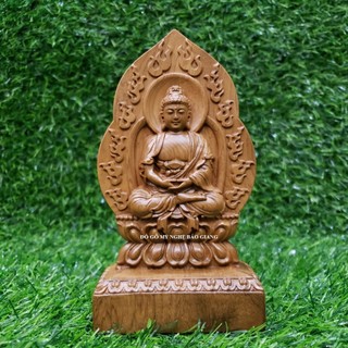 Tượng phật bản mệnh theo tuổi bằng gỗ bách thơm để xe ô tô (khắc 2 mặt). Tặng vòng tay thơm và miếng dán 2 mặt.