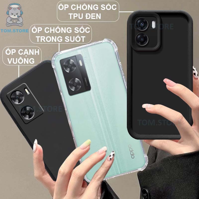 Ốp lưng Oppo A57 2022 4G / A57 5G /  A77 4G / A77 5G / A77S / A56S 5G chống sốc,viền vuông,trong suố