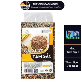 Gạo Lứt Tam Sắc VJA bổ dưỡng, thơm ngon túi 1kg - Giá Sỉ, Date mới