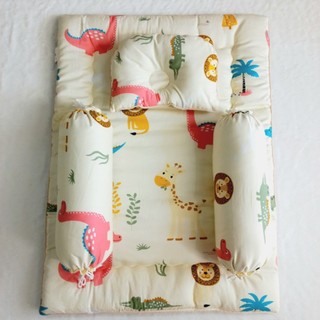Bộ nệm gối sơ sinh cotton chần gòn có túi đựng Kimhome.