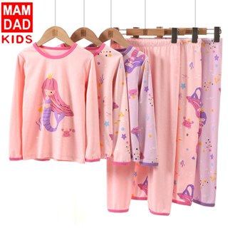 (12-50kg) Bộ đồ ngủ cotton dài tay mùa thu đông cho bé gái - hãng MAMDADKIDS