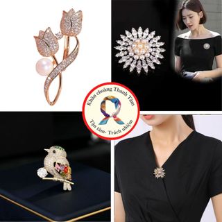 Trâm cài áo đính đá khoen cài khăn lụa nữ đa năng sang trọng thời trang lấp lánh