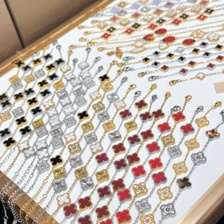 Lắc tay cỏ 4 lá titan đính đá cao cấp, Vòng tay cỏ bốn lá không han gỉ hot