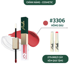   MUA 1 TẶNG 1  Son Kem 2 Đầu Posshe Siêu Lì Không Trôi Màu 3306 - Mua 2 Cây Tặng Sáp Dưỡng Và Sáp Tẩy Trang Posshe 
