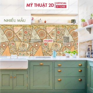 Cuộn 2 mét dài Decal gạch bông dán bếp dán tường, nhà tắm_màu Repattern Vintage_kt 200x60cm