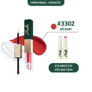   MUA 1 TẶNG 1  Son Kem 2 Đầu Posshe Siêu Lì Không Trôi Màu 3302 - Mua 2 Cây Tặng Sáp Dưỡng Và Sáp Tẩy Trang Posshe 