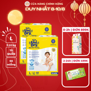 Combo 2 - tã quần unidry siêu khô thoáng gói super jumbo mới size m76/l68/xl60/xxl54