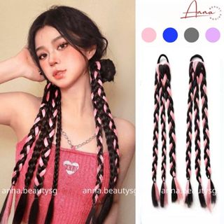 Tóc giả thắt bím dài cột thun dễ sử dụng, tóc giả nữ nhiều màu sử dụng được nhiều lần