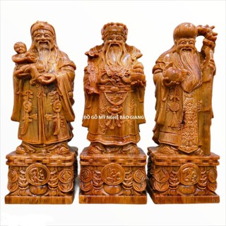 Bộ tượng tam đa phúc lộc thọ gỗ huyết long cao 20 cm