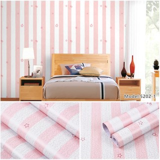 GIẤY DÁN TƯỜNG SỌC NGÔI SAO (CÓ 2 MÀU HỒNG- XANH) có sao sẵn keo khổ dài 10m rộng 45cm